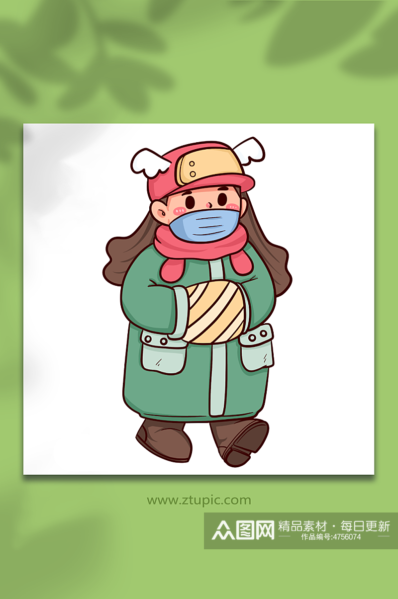 保暖冬季预防感冒人物元素插画素材