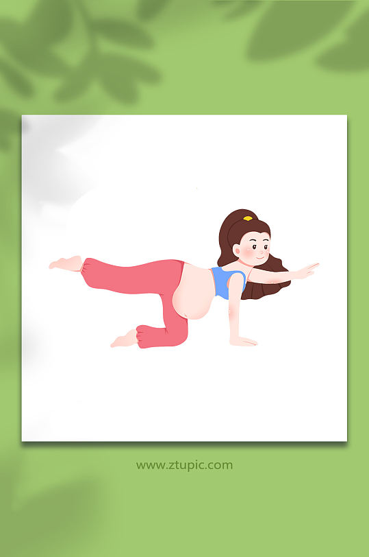 卡通手绘平衡瑜伽卡通孕妇人物元素插画