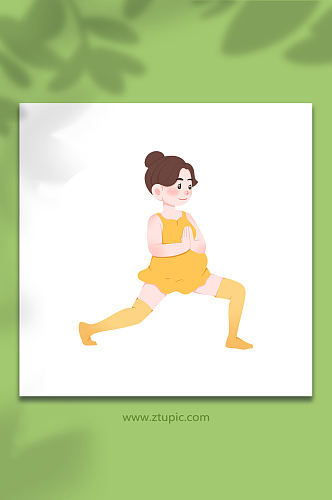 弓腿时尚瑜伽卡通孕妇人物元素插画