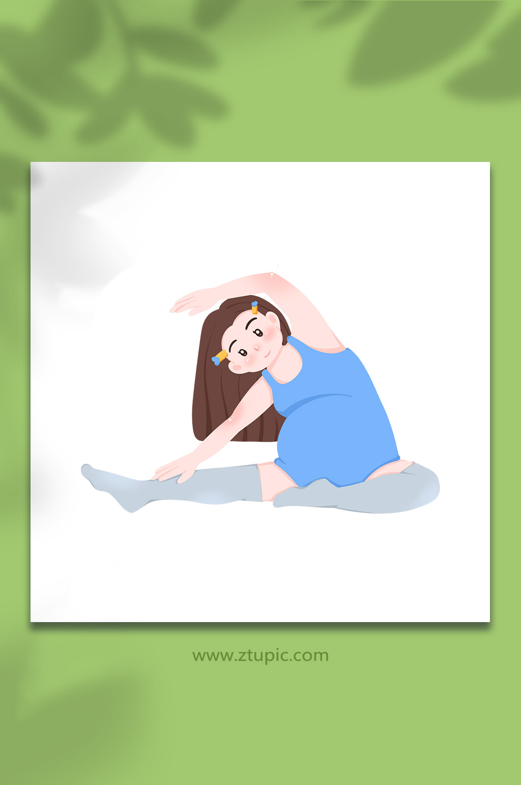 拉伸瑜伽卡通孕妇人物元素插画素材