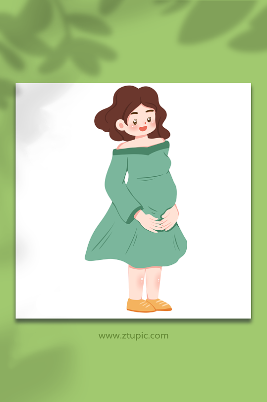 孕照卡通孕妇人物元素插画