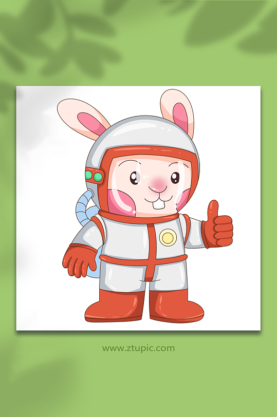 卡通手绘点赞兔子宇航员兔年插画