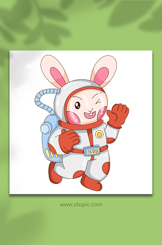 手绘兔子宇航员兔年插画