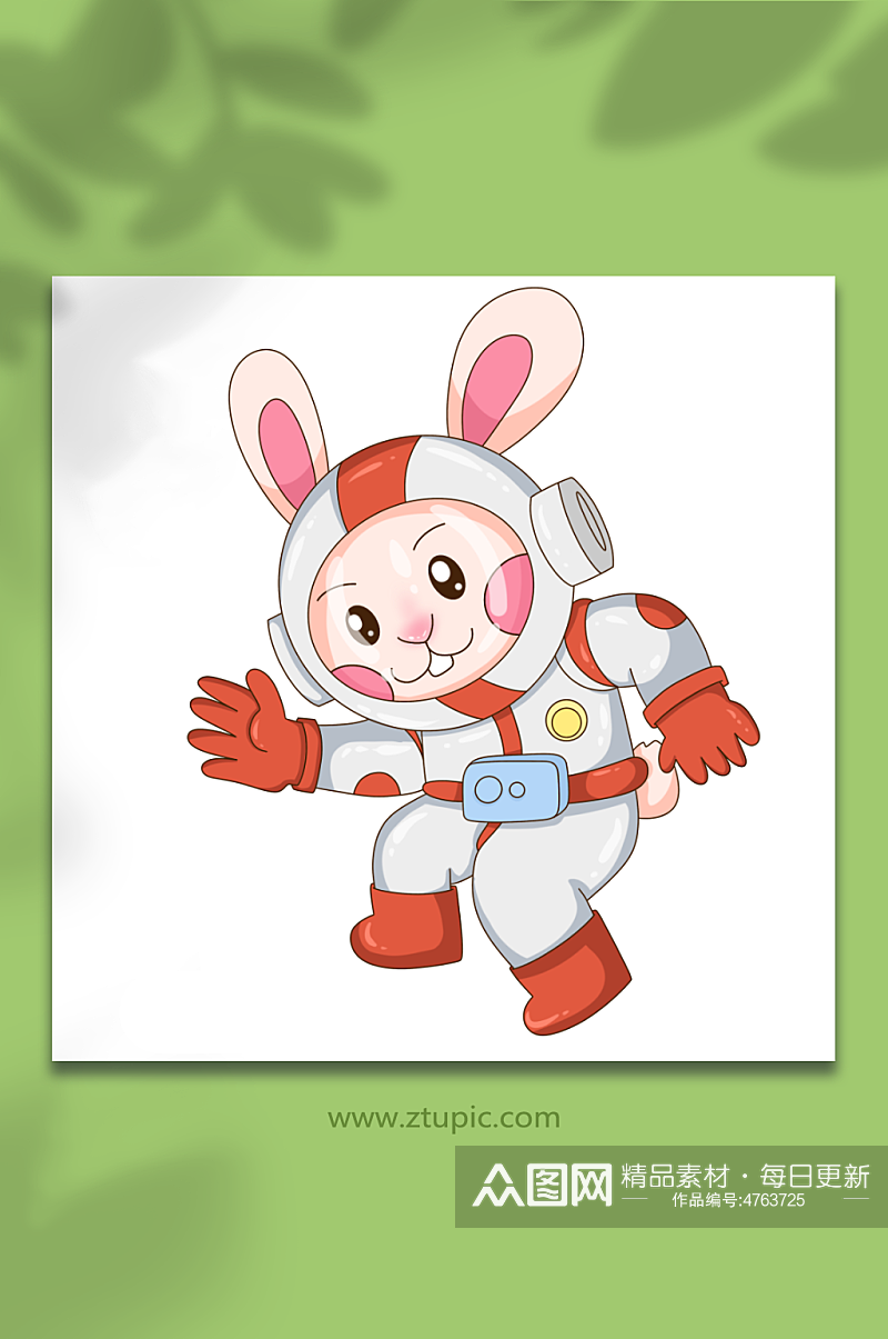 卡通手绘兔子跳舞宇航员兔年插画素材