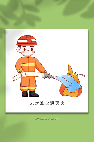 灭火消防栓使用方法元素插画