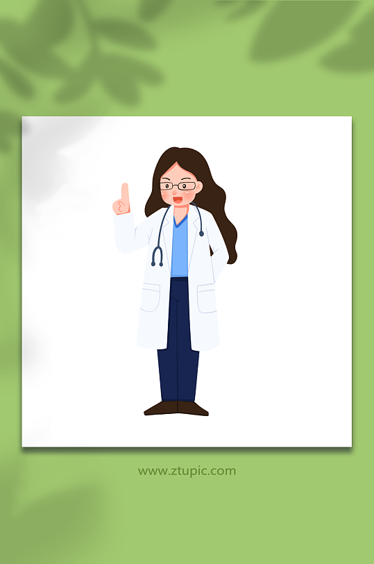 卡通门诊女医生医护人物元素插画-众图网