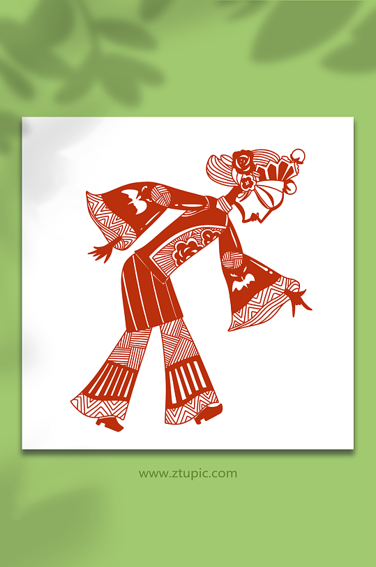 老婆婆皮影戏人物元素插画