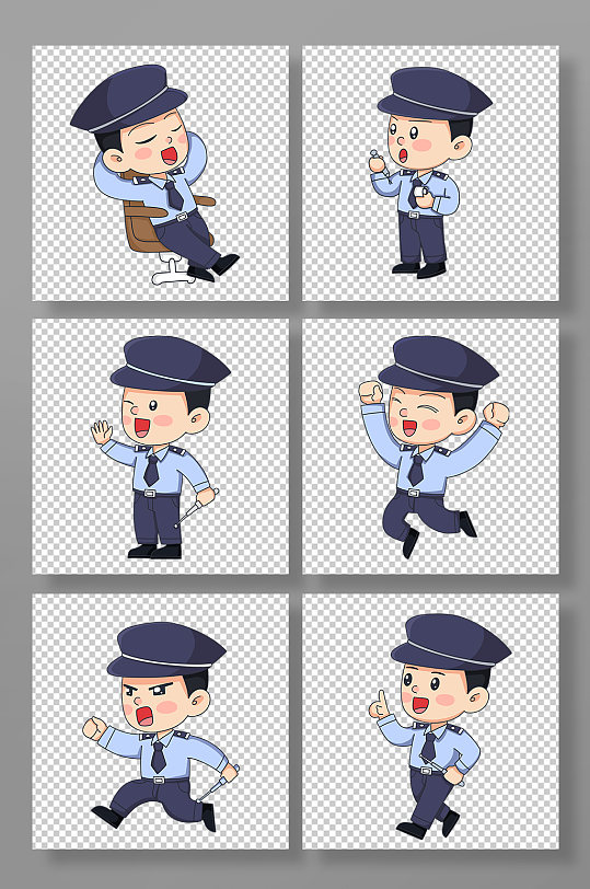 卡通男警察人物插画元素