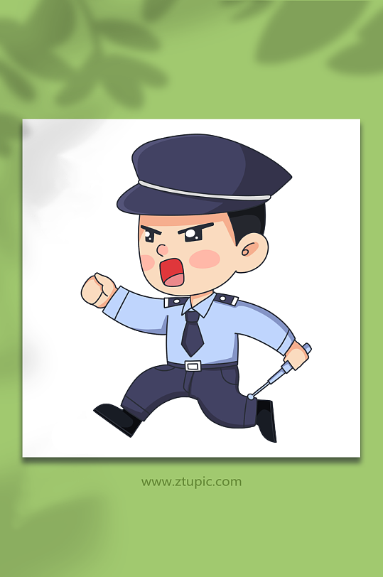 抓坏人警察人物元素插画