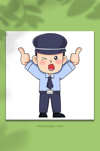 棒棒哒卡通警察人物元素插画