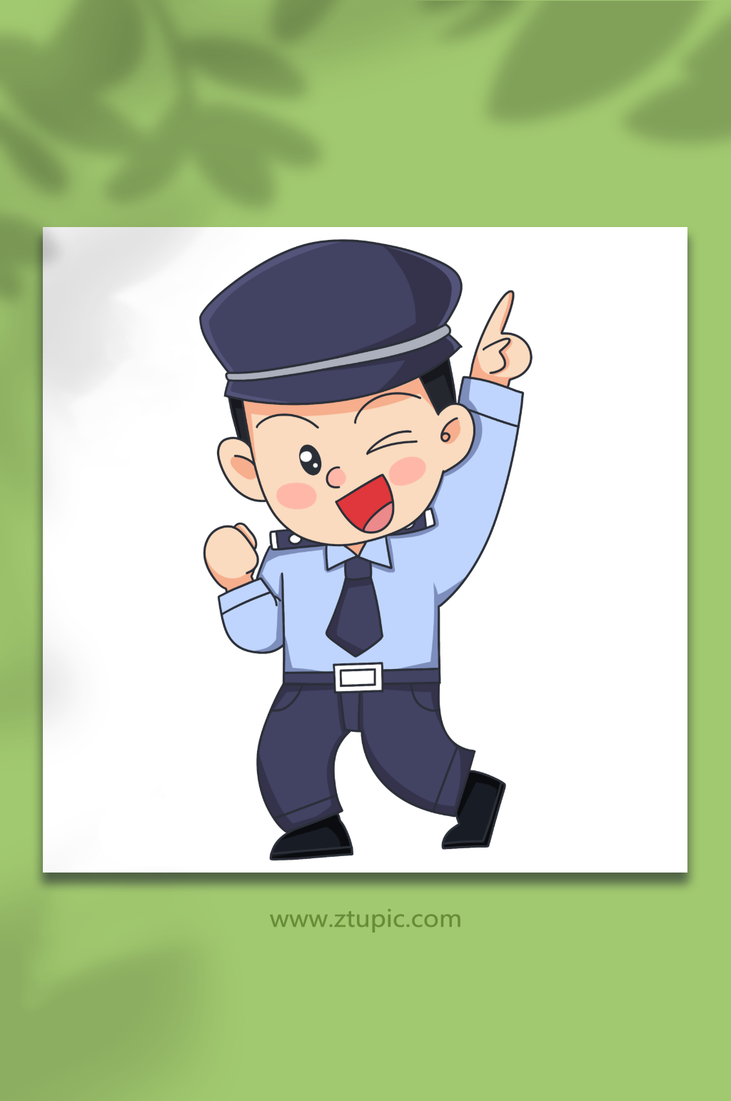 高兴卡通警察人物元素插画素材