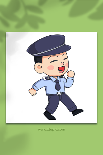 奋斗可爱警察人物元素插画