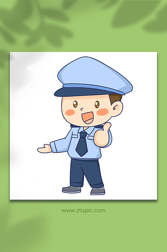 点赞可爱卡通警察人物元素插画