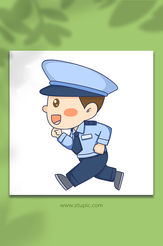 向前跑男可爱卡通警察人物元素插画