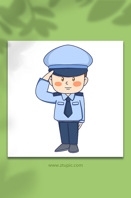 敬礼男可爱卡通警察人物元素插画