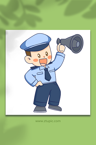 宣传可爱手绘警察人物元素插画