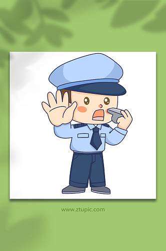 警醒可爱手绘警察人物元素插画