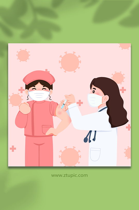 看护疫苗接种宣传插画-众图网