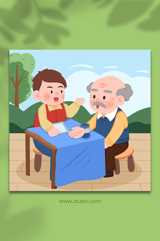 卡通测血压学雷锋人物插画-众图网