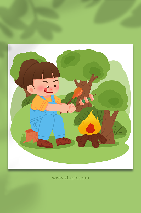 烧烤手绘森林防火注意事项元素插画