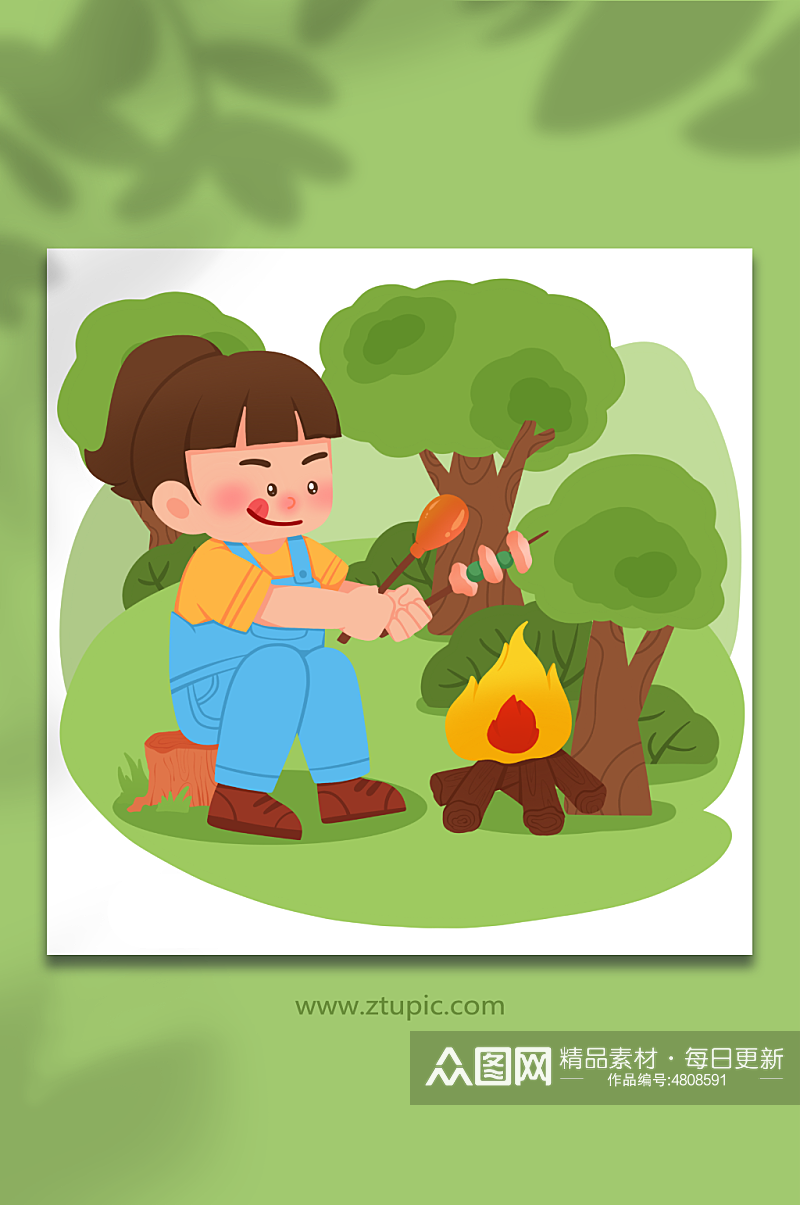 烧烤手绘森林防火注意事项元素插画素材