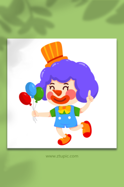 气球愚人节小丑人物元素插画
