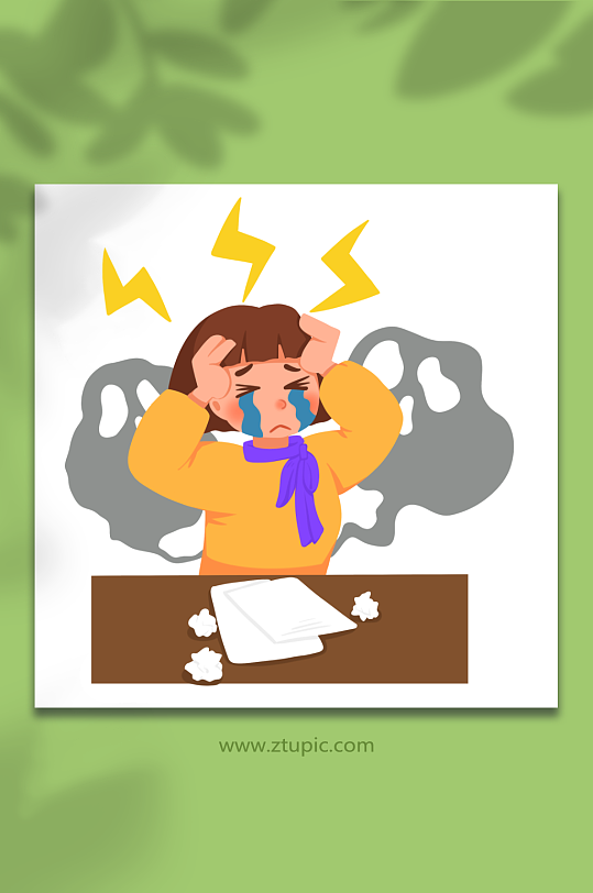 无助失眠心理焦虑人物元素插画