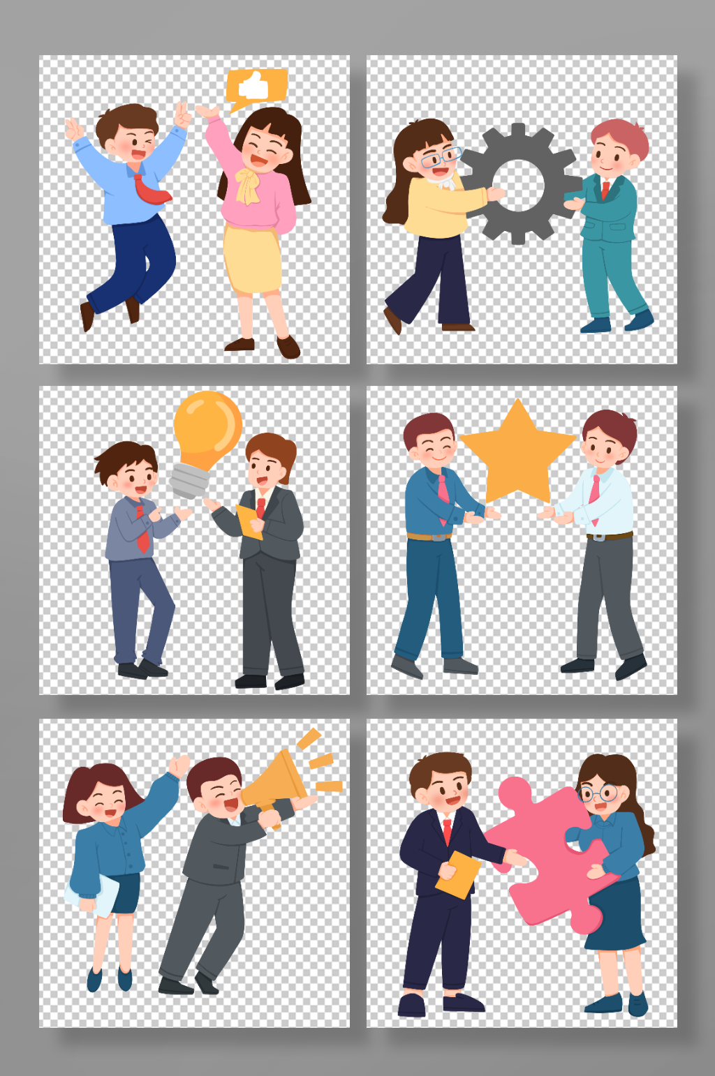 手绘扁平化企业文化商务插画素材