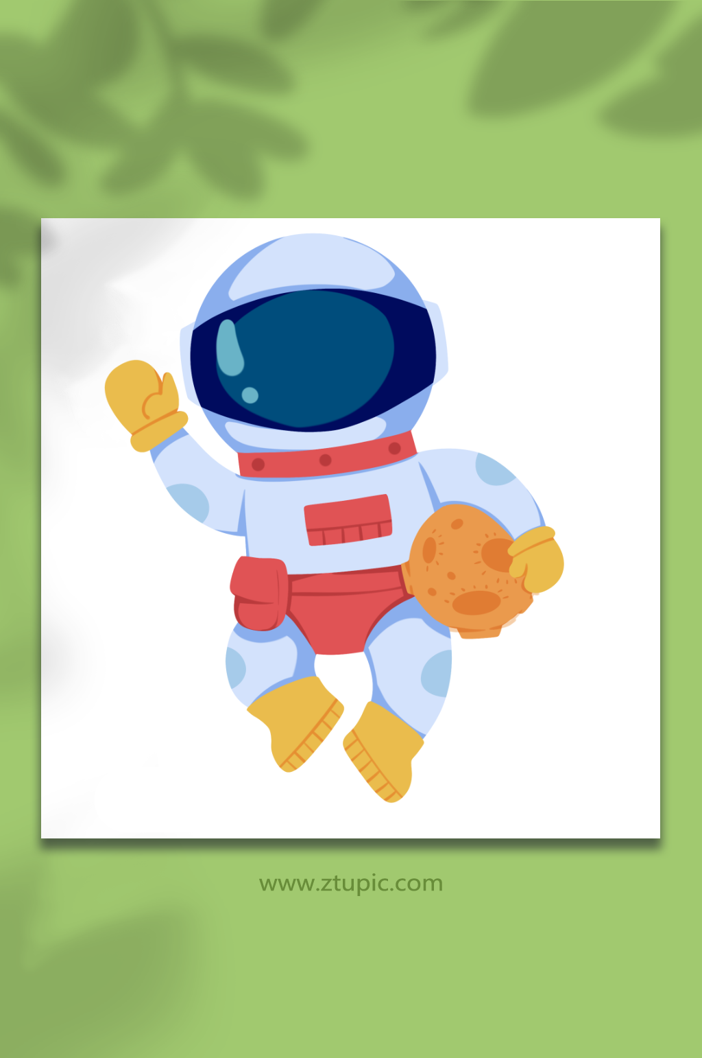 星球红裤宇航员太空航天插画元素素材