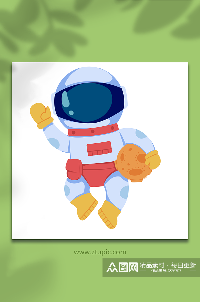 星球红裤宇航员太空航天插画元素素材
