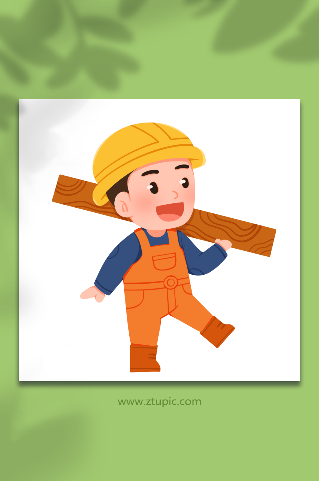 木板工程师建筑工人人物插画元素素材