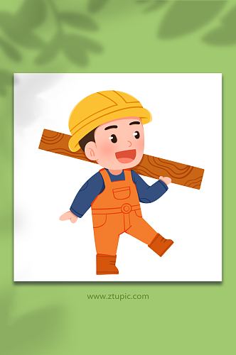 木板工程师建筑工人人物插画元素