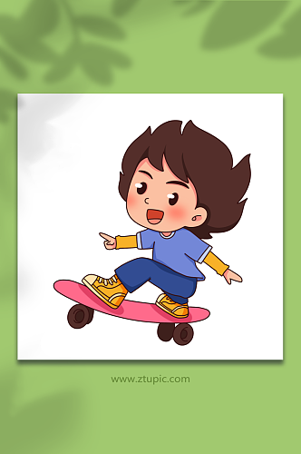滑板青年节描边年轻人人物元素插画