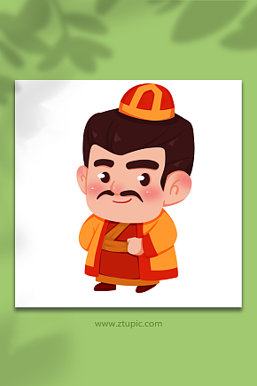 自信可爱地主斗地主人物元素插画素材下载-众图网