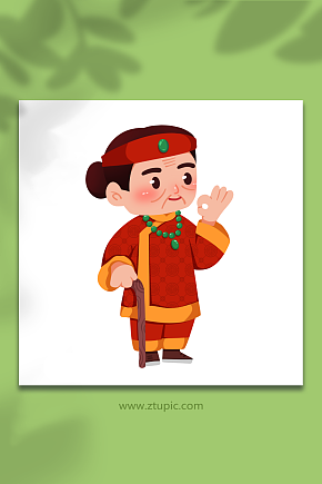 地主婆手绘卡通斗地主人物元素插画素材下载-众图网