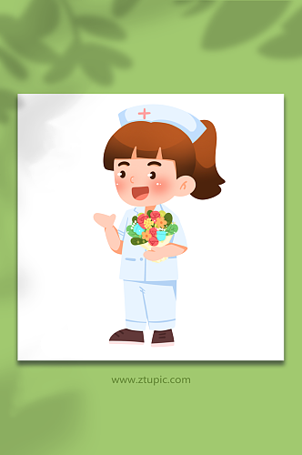白衣天使卡通手绘护士人物元素插画