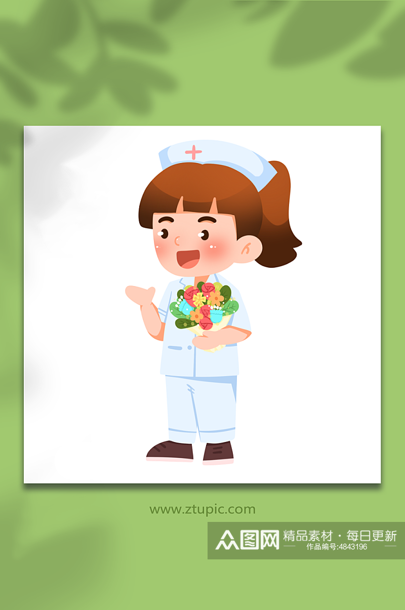 白衣天使卡通手绘护士人物元素插画素材