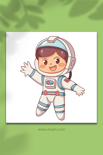 招呼可爱描边宇航员航天日元素插画