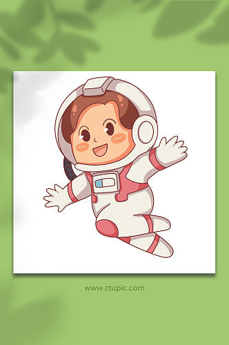 飞奔可爱描边宇航员航天日元素插画
