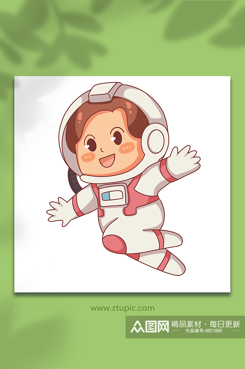 飞奔可爱描边宇航员航天日元素插画素材