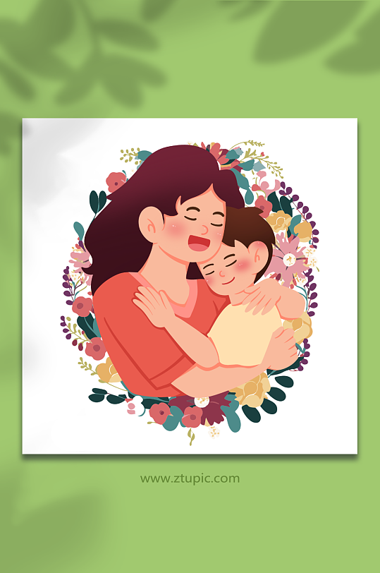 关爱卡通手绘母亲节人物元素插画-众图网