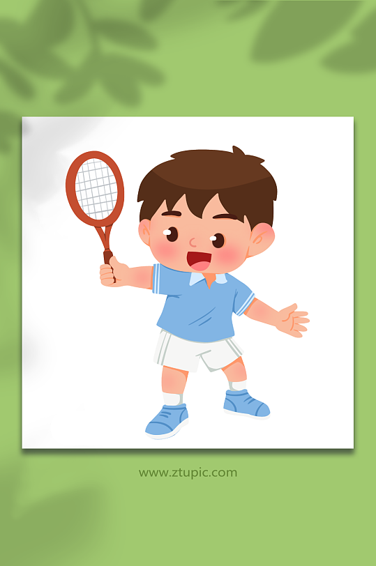 网球手绘儿童运动人物元素插画