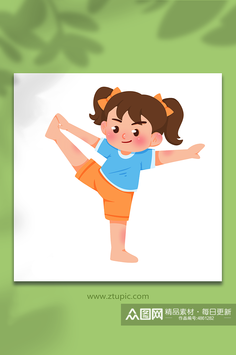 体操手绘儿童运动人物元素插画素材