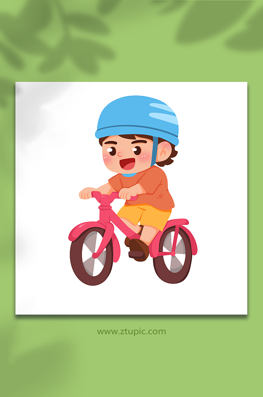 骑车手绘儿童运动人物元素插画