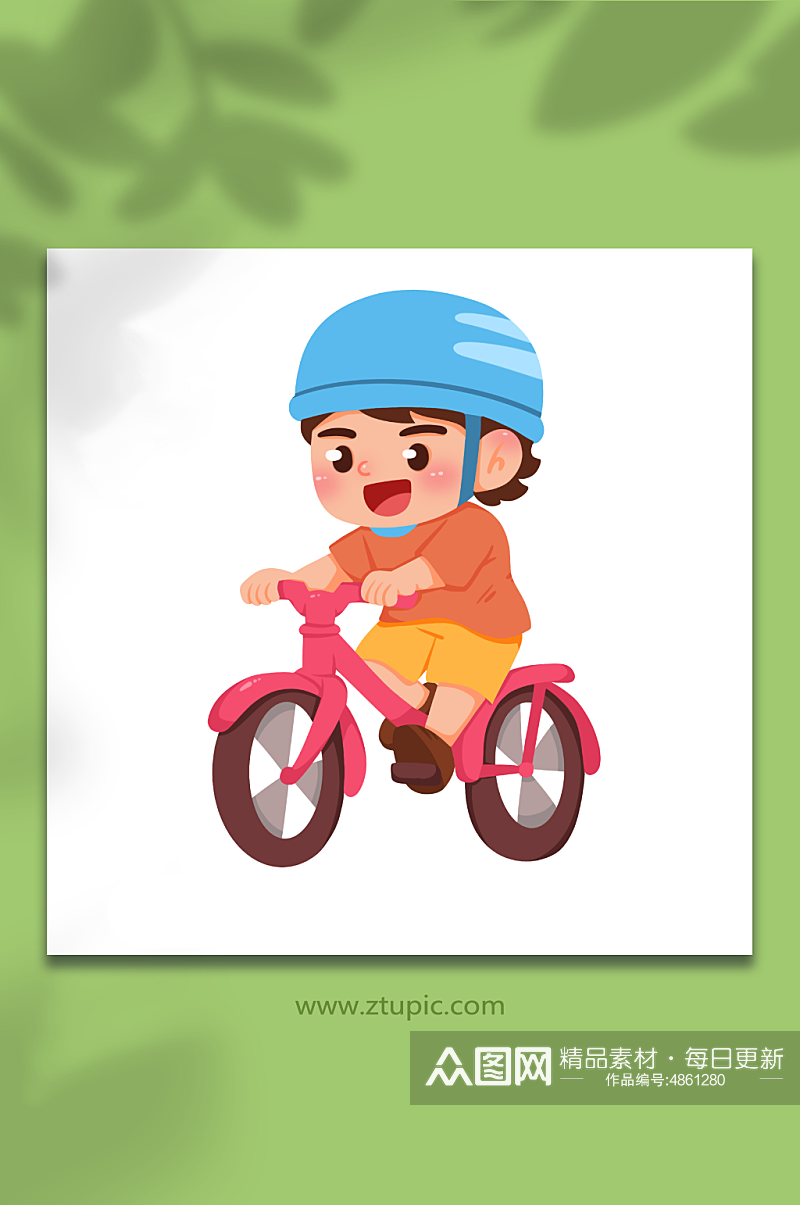 骑车手绘儿童运动人物元素插画素材