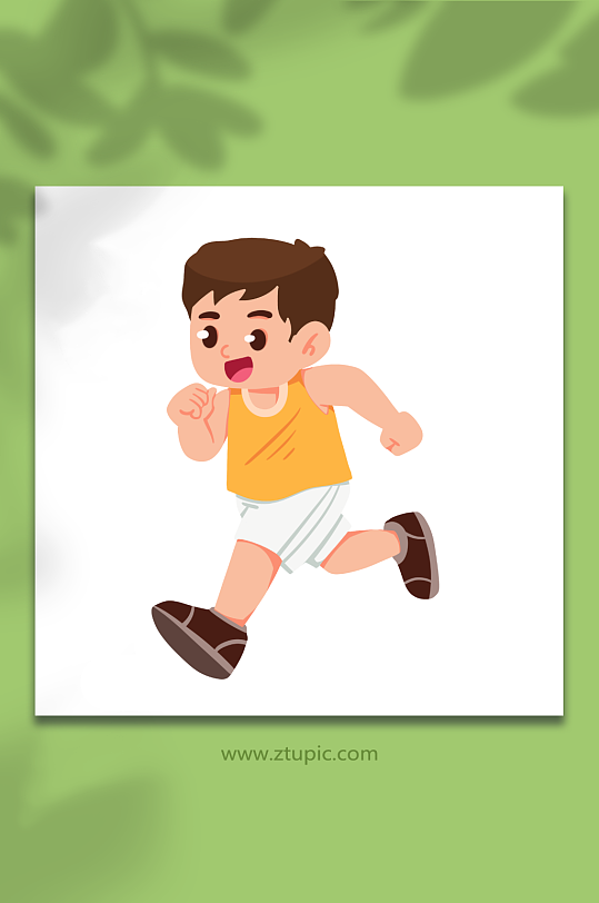 跑步卡通儿童运动人物元素插画