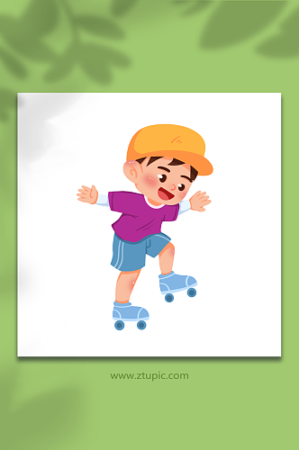滑冰卡通儿童运动人物元素插画