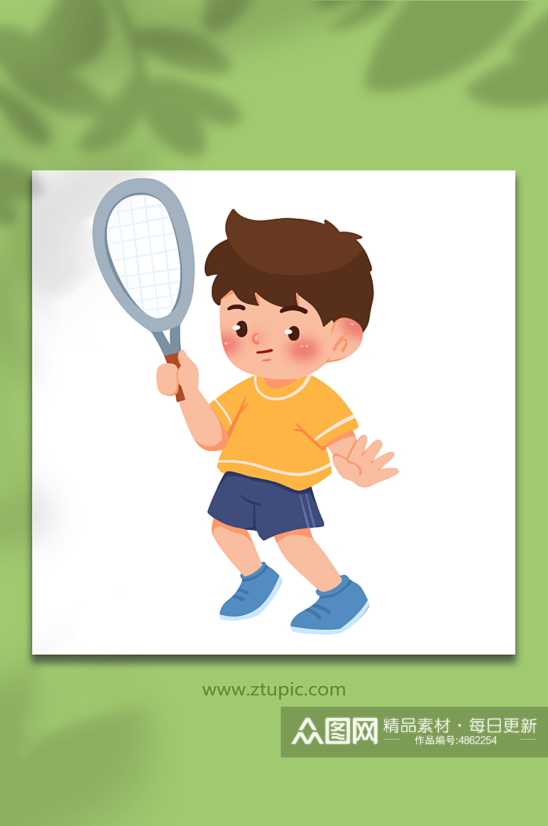 网球可爱儿童运动人物元素插画素材