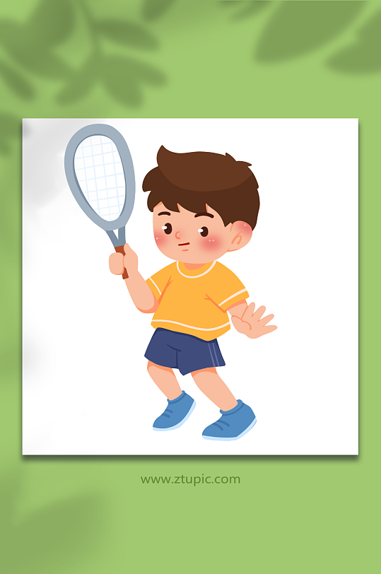 网球可爱儿童运动人物元素插画