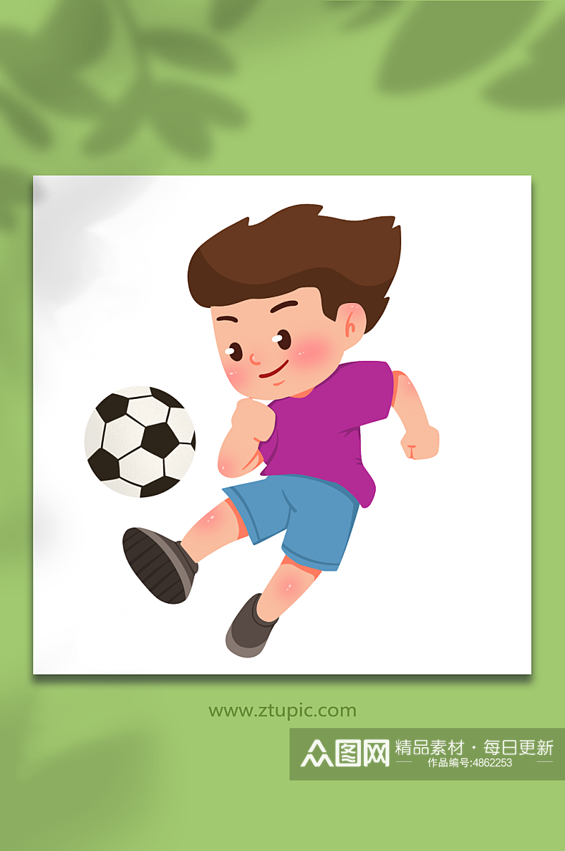 踢足球可爱儿童运动人物元素插画素材